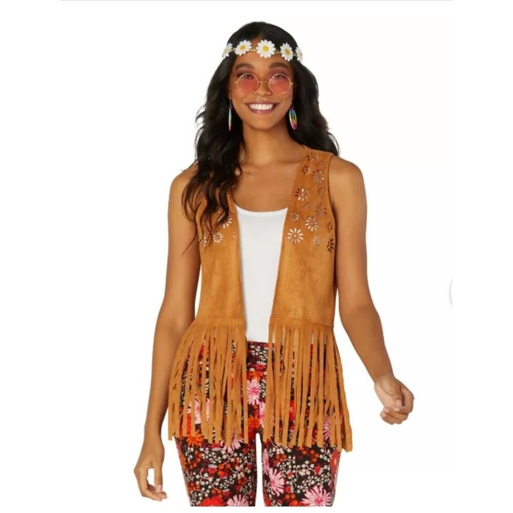 Fringed Hippie 70's Vest Halloween Costume Accessory Western Cowgirl Size S/M